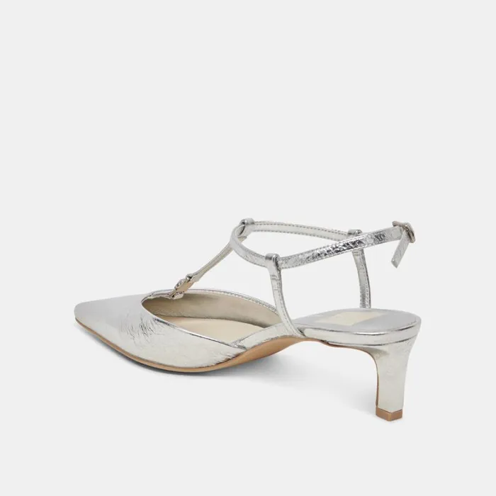 Heels Women Dolce Vita Lavon Heels Silver Distressed Leather
