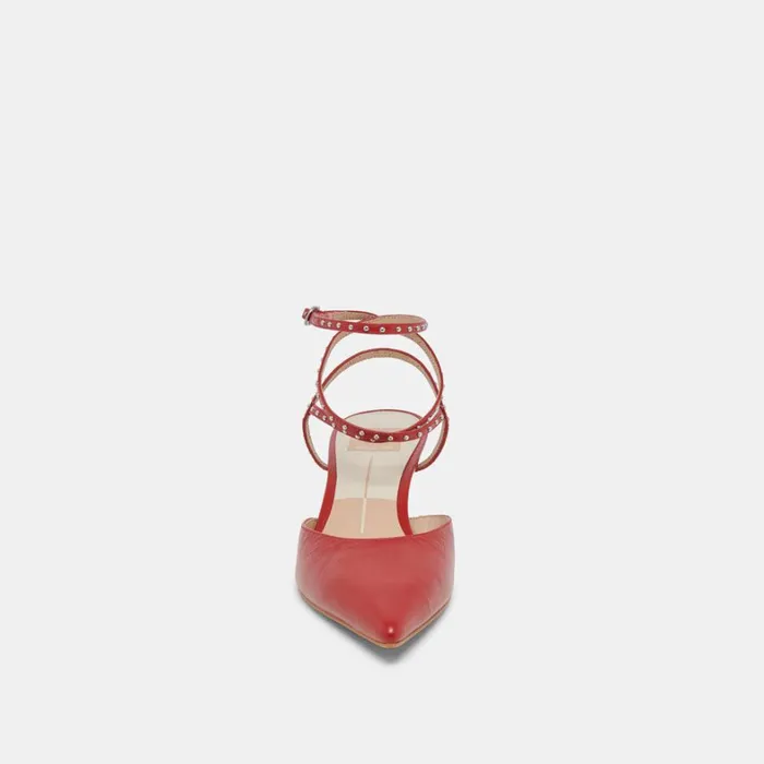 Heels Women Dolce Vita Loklyn Stud Heels Red Crinkle Patent