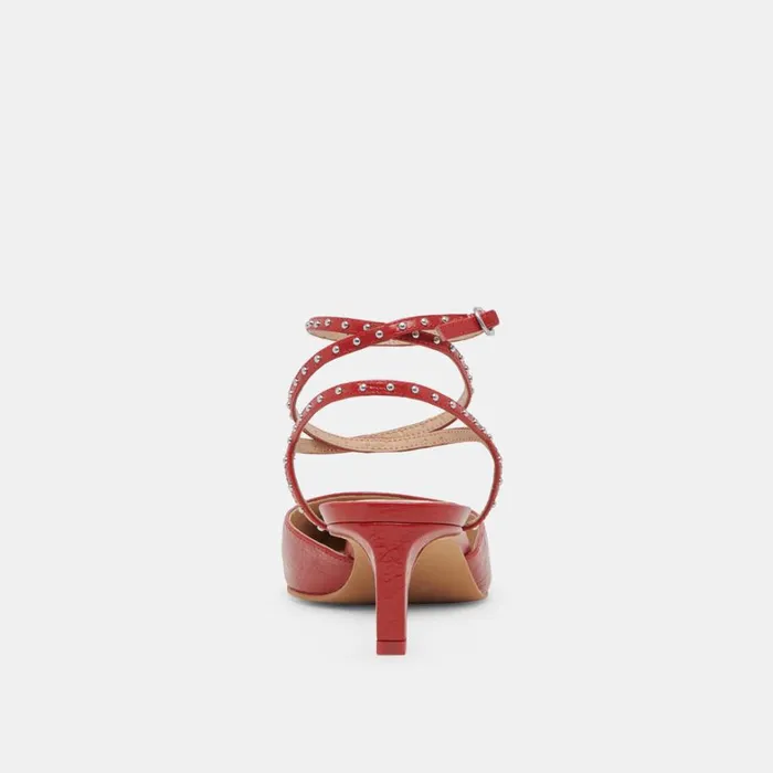 Heels Women Dolce Vita Loklyn Stud Heels Red Crinkle Patent