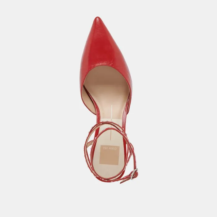 Heels Women Dolce Vita Loklyn Stud Heels Red Crinkle Patent
