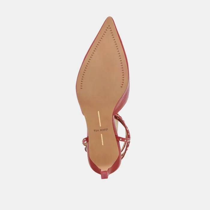 Heels Women Dolce Vita Loklyn Stud Heels Red Crinkle Patent