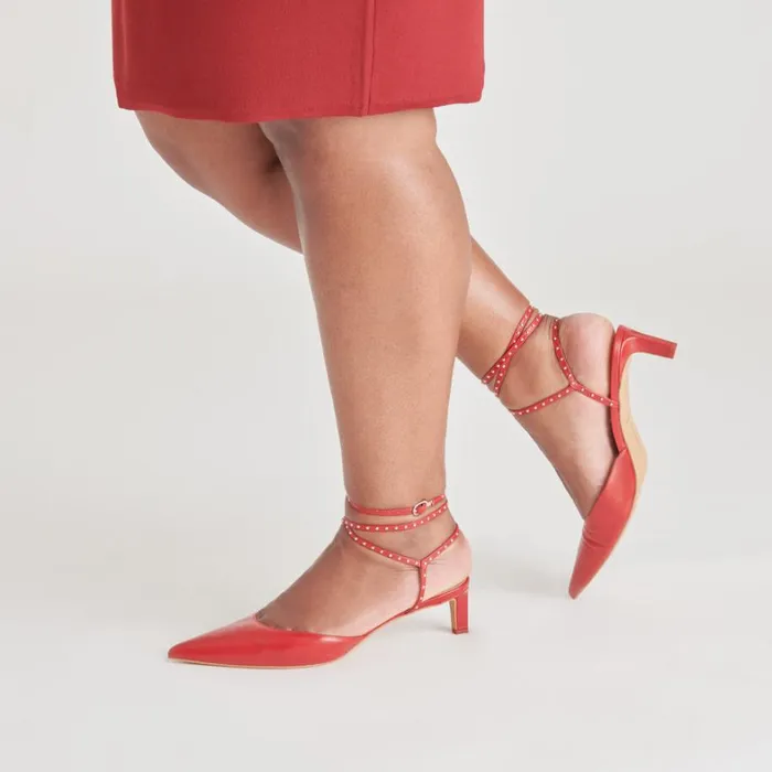 Heels Women Dolce Vita Loklyn Stud Heels Red Crinkle Patent
