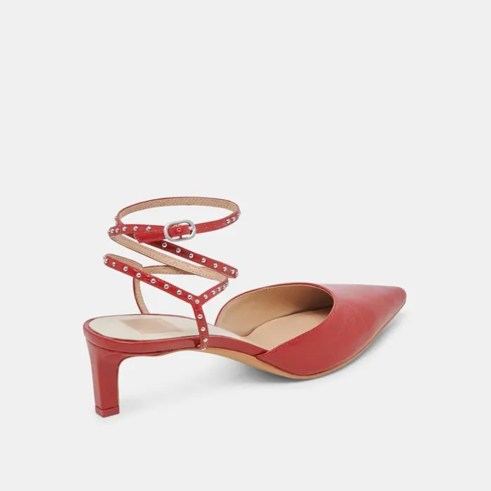 Heels Women Dolce Vita Loklyn Stud Heels Red Crinkle Patent
