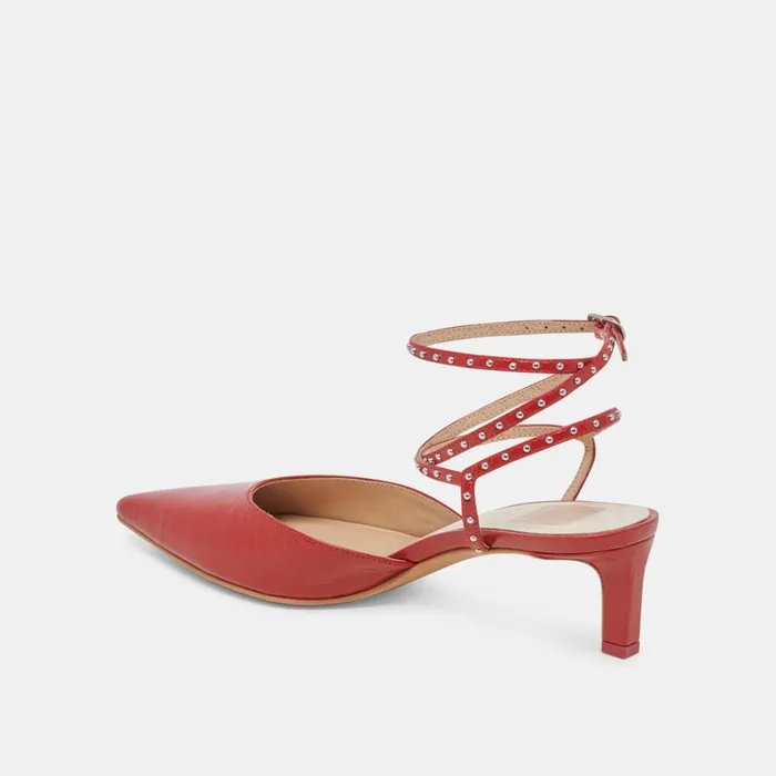 Heels Women Dolce Vita Loklyn Stud Heels Red Crinkle Patent