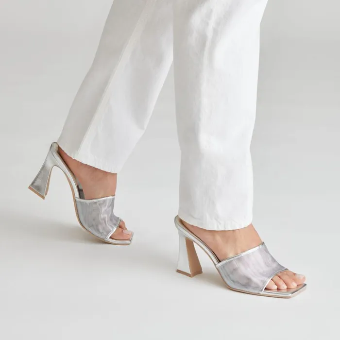 Heels Women Dolce Vita Narda Heels Silver Mesh