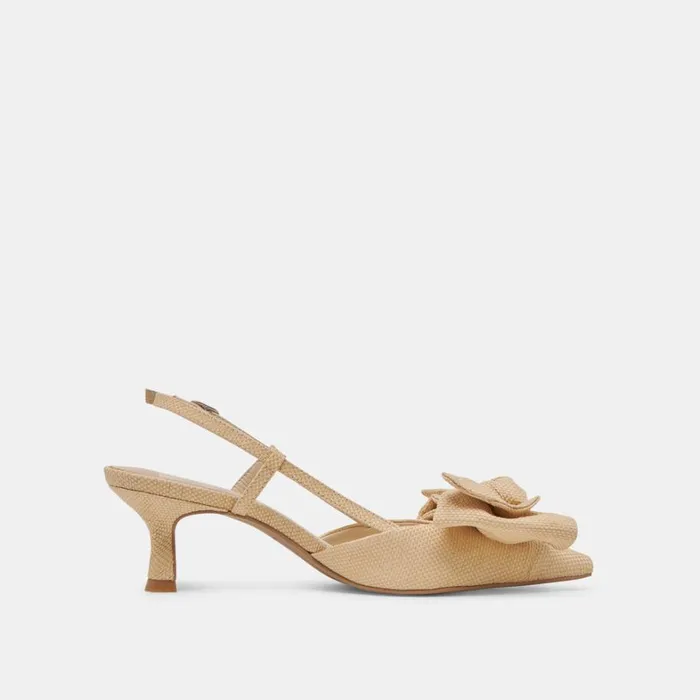 Heels Women Dolce Vita Odela Bow Heels Natural Woven Raffia