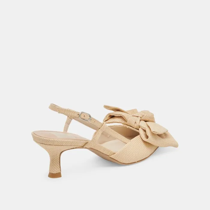 Heels Women Dolce Vita Odela Bow Heels Natural Woven Raffia