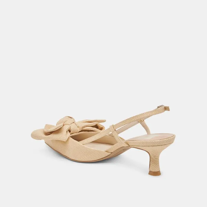 Heels Women Dolce Vita Odela Bow Heels Natural Woven Raffia