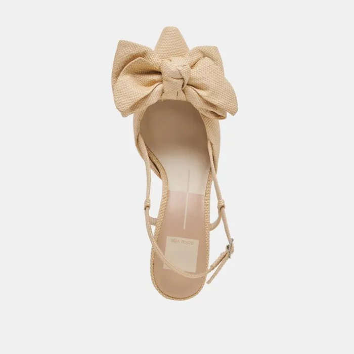 Heels Women Dolce Vita Odela Bow Heels Natural Woven Raffia