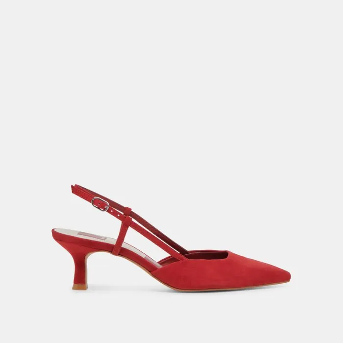 Heels Women Dolce Vita Odela Wide Heels Crimson Suede