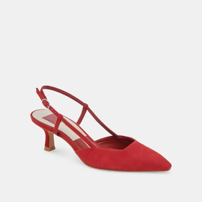 Heels Women Dolce Vita Odela Wide Heels Crimson Suede