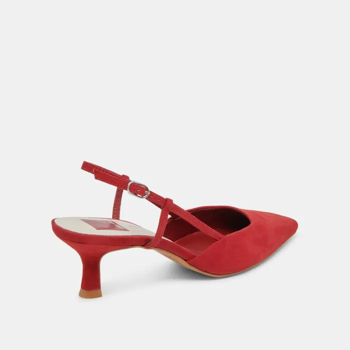Heels Women Dolce Vita Odela Wide Heels Crimson Suede