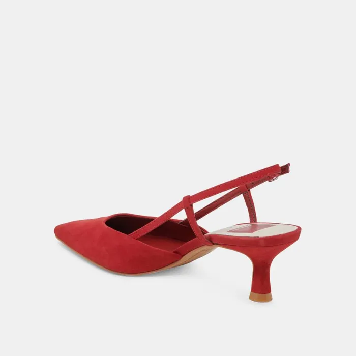 Heels Women Dolce Vita Odela Wide Heels Crimson Suede