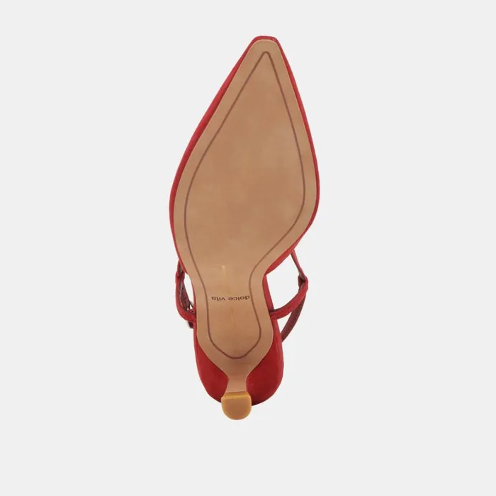 Heels Women Dolce Vita Odela Wide Heels Crimson Suede
