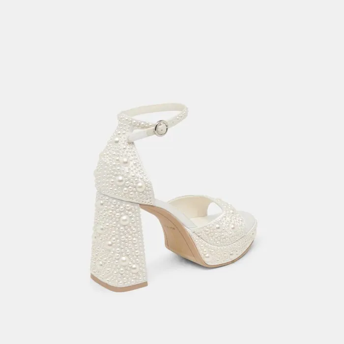 Heels Women Dolce Vita Pandro Pearl Heels True White Satin