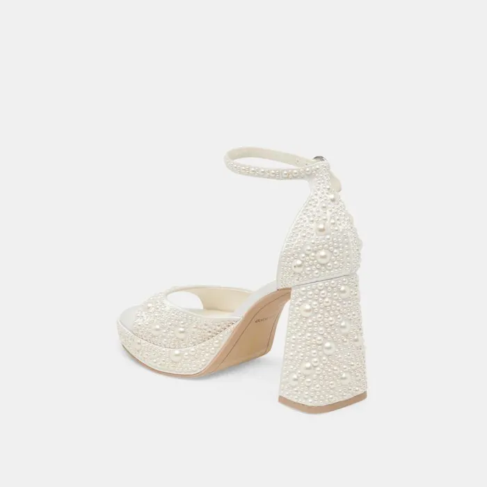 Heels Women Dolce Vita Pandro Pearl Heels True White Satin