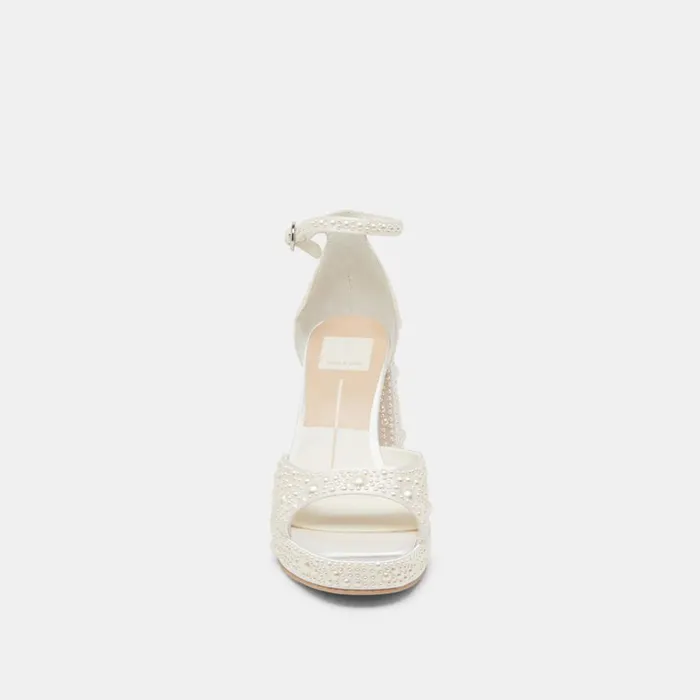 Heels Women Dolce Vita Pandro Pearl Heels True White Satin