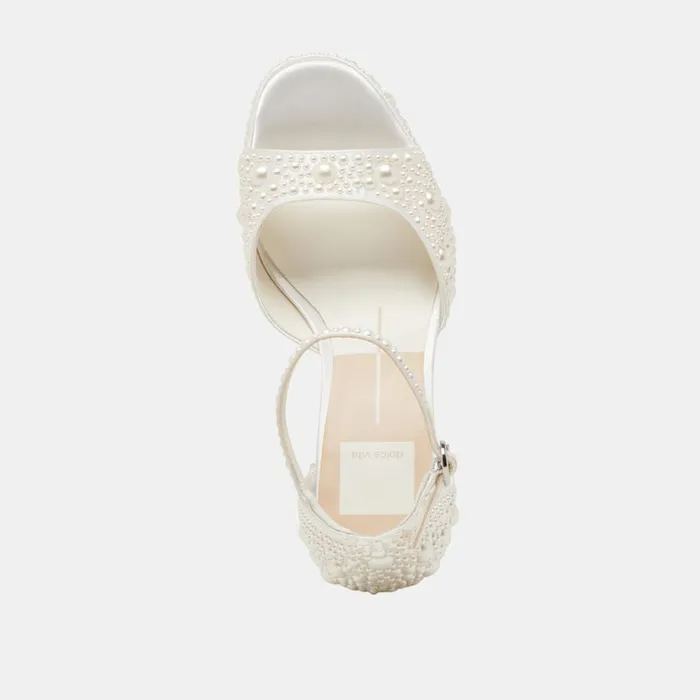 Heels Women Dolce Vita Pandro Pearl Heels True White Satin