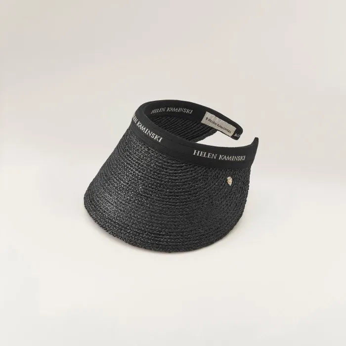 Helen Kaminski Bianca 12 Charcoal Black Logo Hats Visors