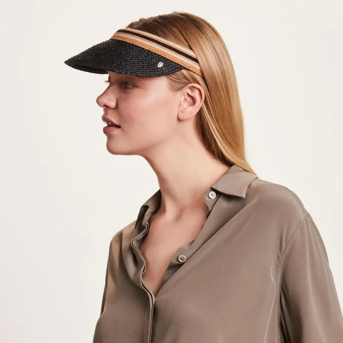 Helen Kaminski Marina Charcoalblack Stripe Hats Visors