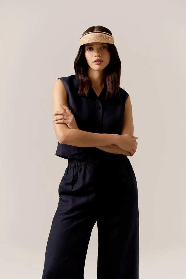 Helen Kaminski Marina Naturalblack Logo Hats Visors