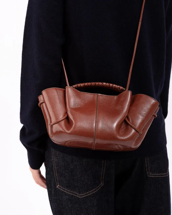 Hereu ARTA MINI CRINKLED GLOSSY 8211 Pleated Crossbody Bag Women Crossbody Bags