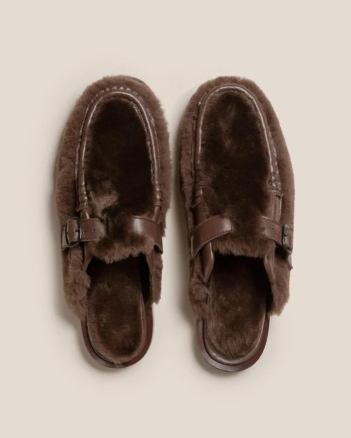 Hereu BARRACA SHEARLING 8211 Bucklestrap Mule Loafer Women Loafers