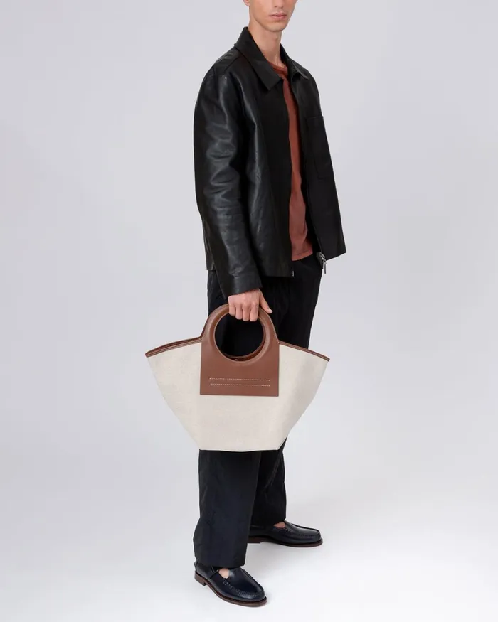 Hereu CALA S 8211 Leathertrimmed Canvas Tote Bag WomenMen Tote Bags