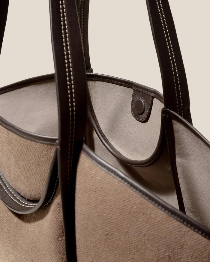 Hereu CUBER 8211 LeatherTrimmed Canvas Basket WomenMen Tote Bags