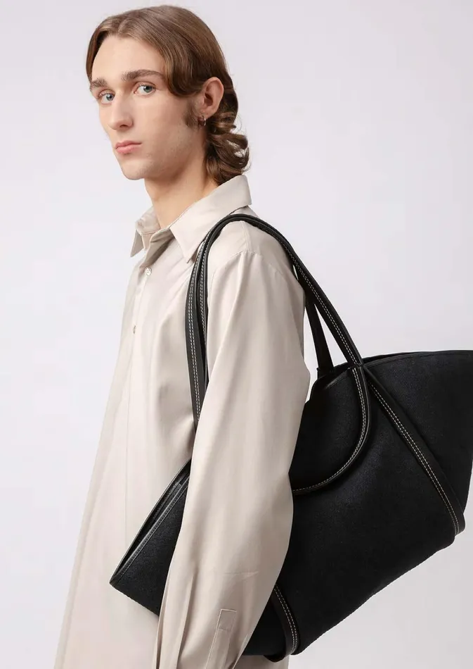 Hereu CUBER 8211 LeatherTrimmed Canvas Basket WomenMen Tote Bags
