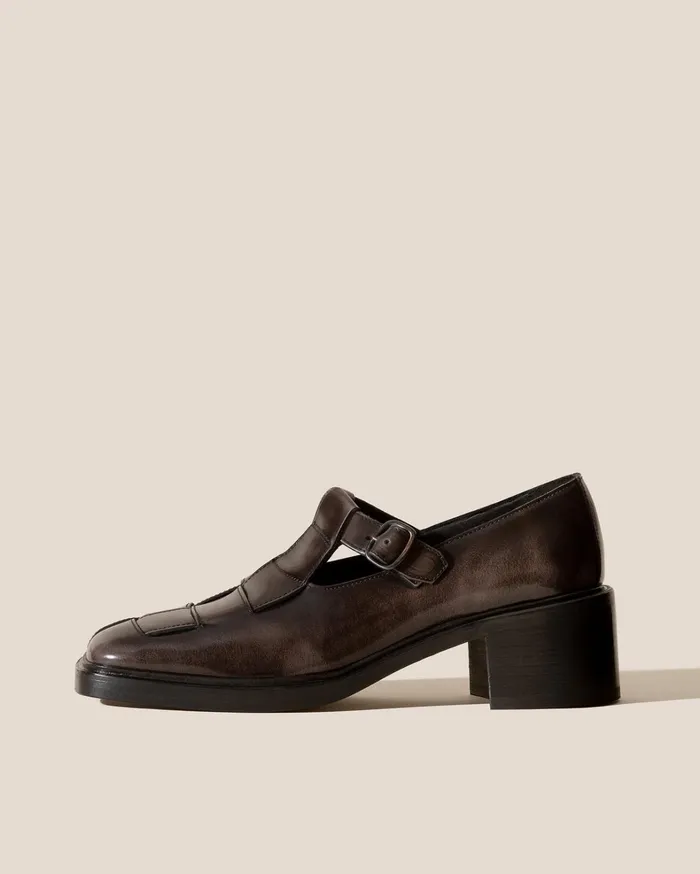 Hereu POBLA HEELED 8211 Brushed Interwoven TBar Loafer Women Heels
