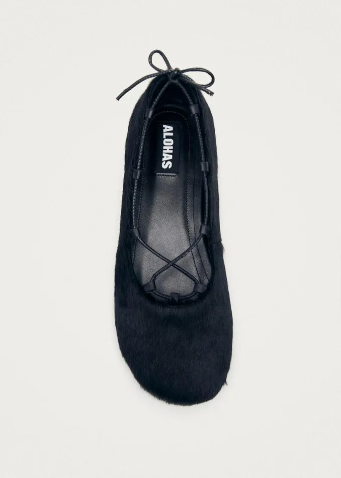 Hollis Soft Black Leather Ballet Flats Women ALOHAS Ballet Flats