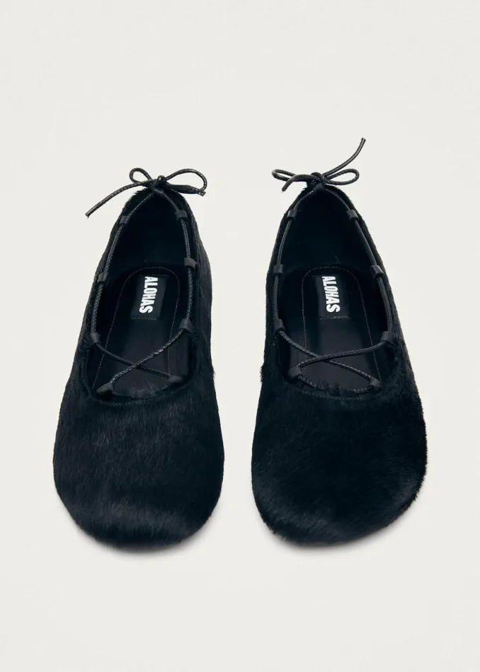 Hollis Soft Black Leather Ballet Flats Women ALOHAS Ballet Flats