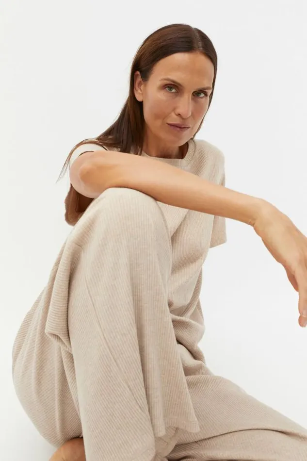 HomeWomen Sleepwear Seed Heritage Ribbed Short Sleeve Tee And Pant PJ Set Nougat Marle HomeWomen Sleepwear Seed Heritage Ribbed Short Sleeve Tee And Pant PJ Set Nougat Marle