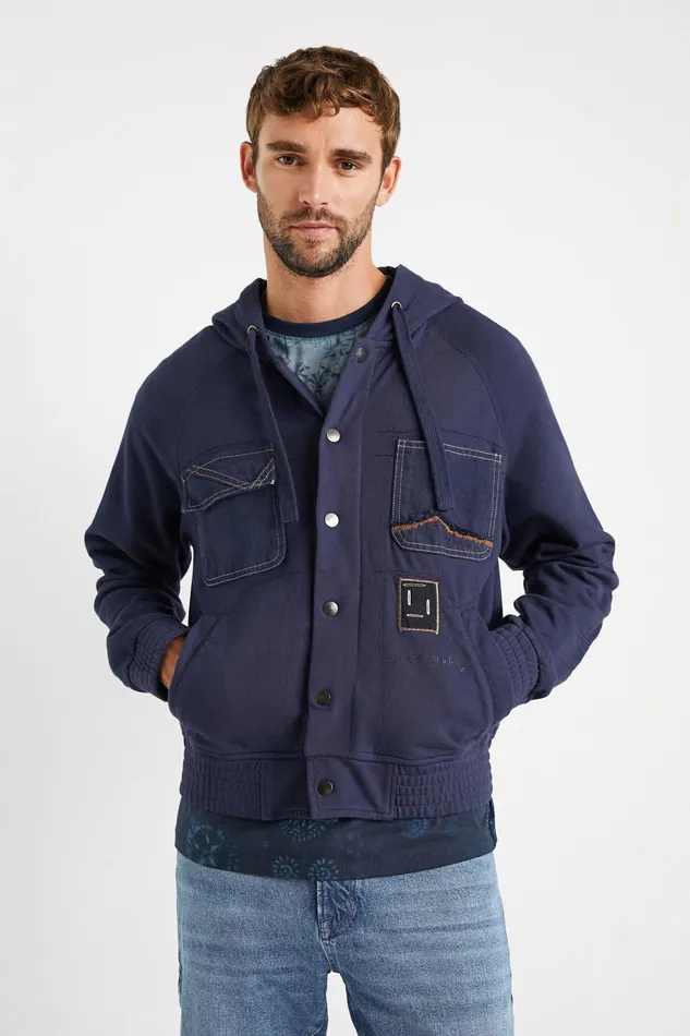Hooded Plush Jacket Mens Desigual Sweaters and Sweatshirts