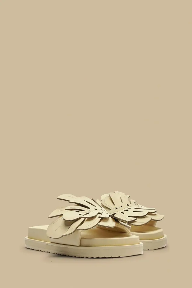 Ivory Monstera Slide Sandal Women FARM Rio Sandals