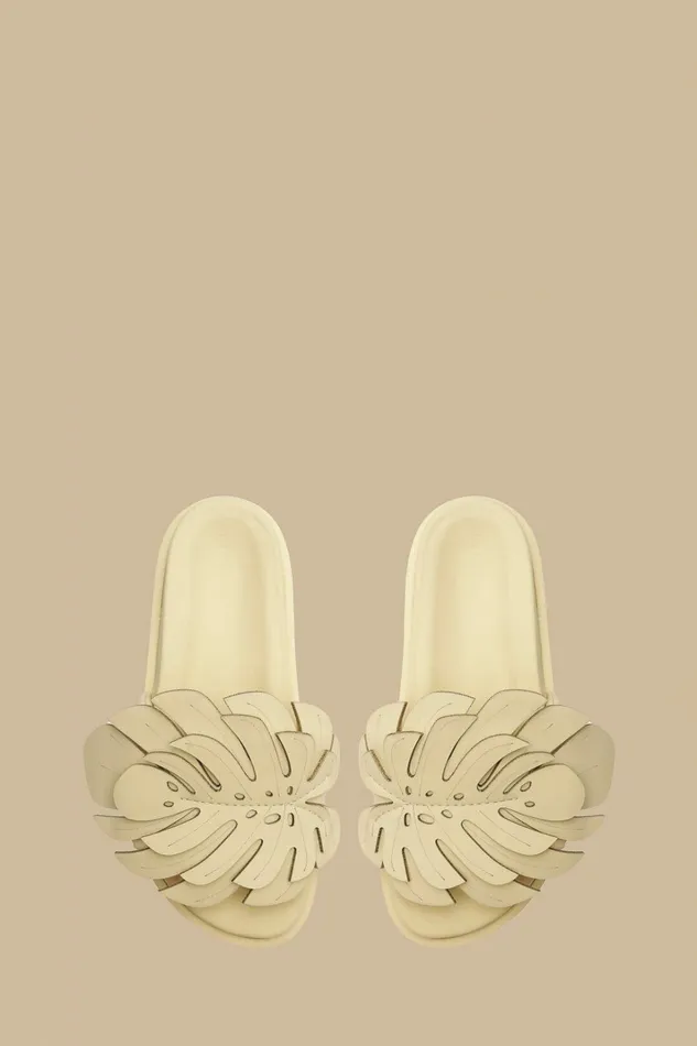 Ivory Monstera Slide Sandal Women FARM Rio Sandals