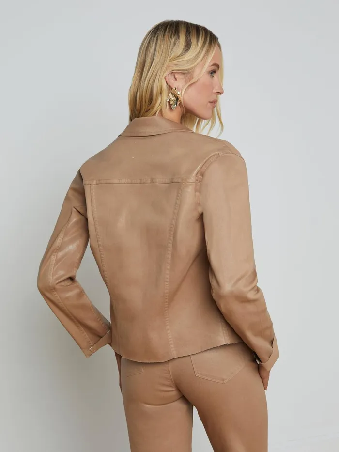 Janelle Coated Denim Jacket Cappuccino Coated Women L039Agence Blazers and Jackets Janelle Coated Denim Jacket Cappuccino Coated Women L039Agence Blazers and Jackets