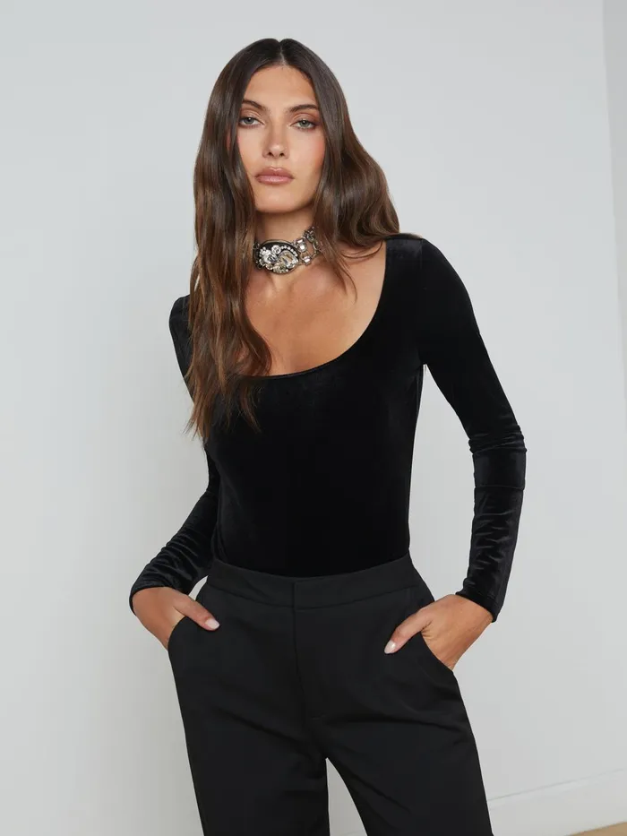 Jelena Velvet Top Black Women L039Agence Tees