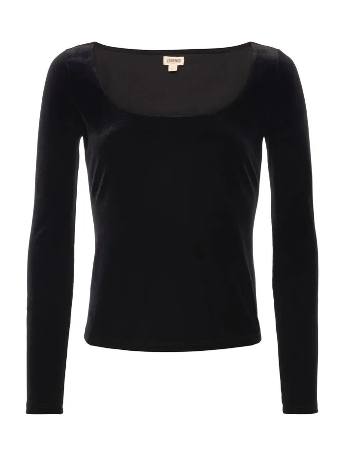 Jelena Velvet Top Black Women L039Agence Tees Jelena Velvet Top Black Women L039Agence Tees
