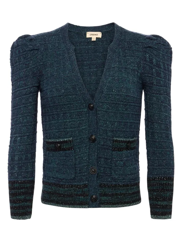 Jenni Cardigan Deep Teal Multi Women L039Agence Knitwear Jenni Cardigan Deep Teal Multi Women L039Agence Knitwear