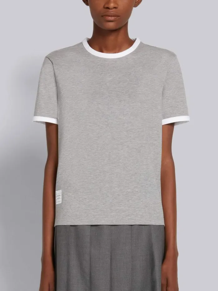 Jersey Short Sleeve Ringer Tee Light Grey Women Thom Browne Tshirts and Polos