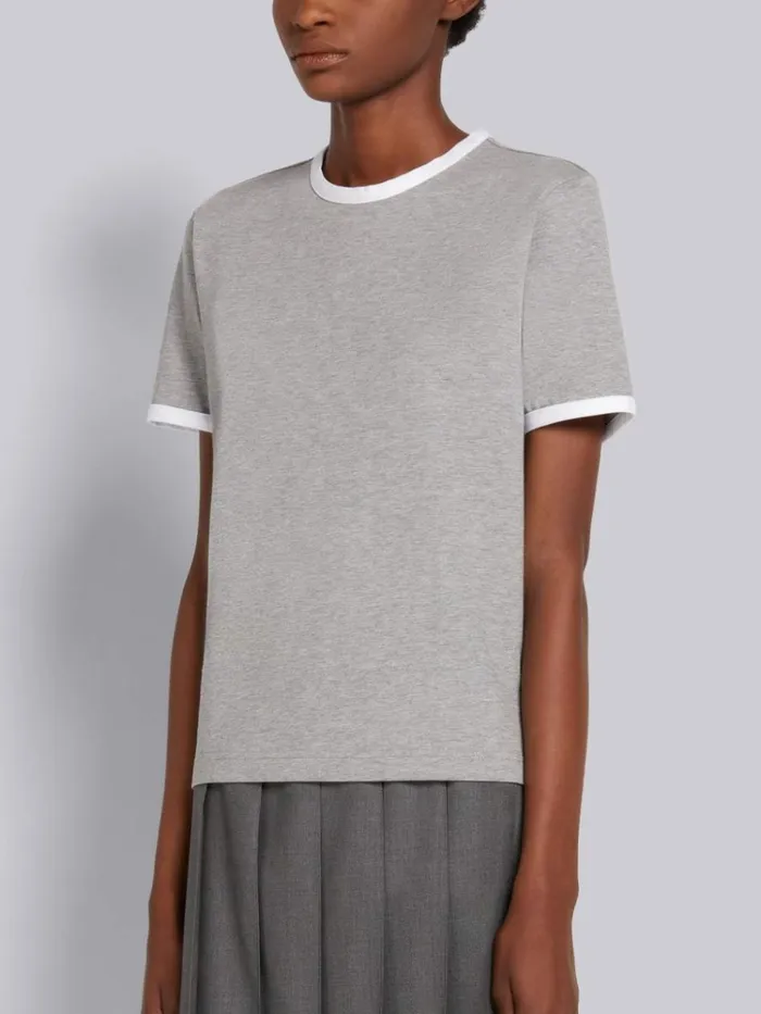 Jersey Short Sleeve Ringer Tee Light Grey Women Thom Browne Tshirts and Polos