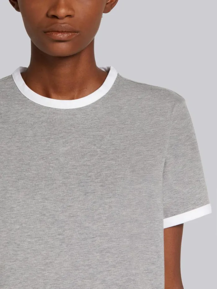 Jersey Short Sleeve Ringer Tee Light Grey Women Thom Browne Tshirts and Polos