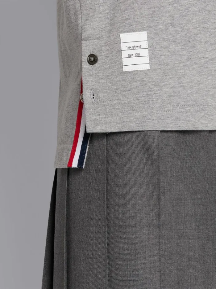 Jersey Short Sleeve Ringer Tee Light Grey Women Thom Browne Tshirts and Polos