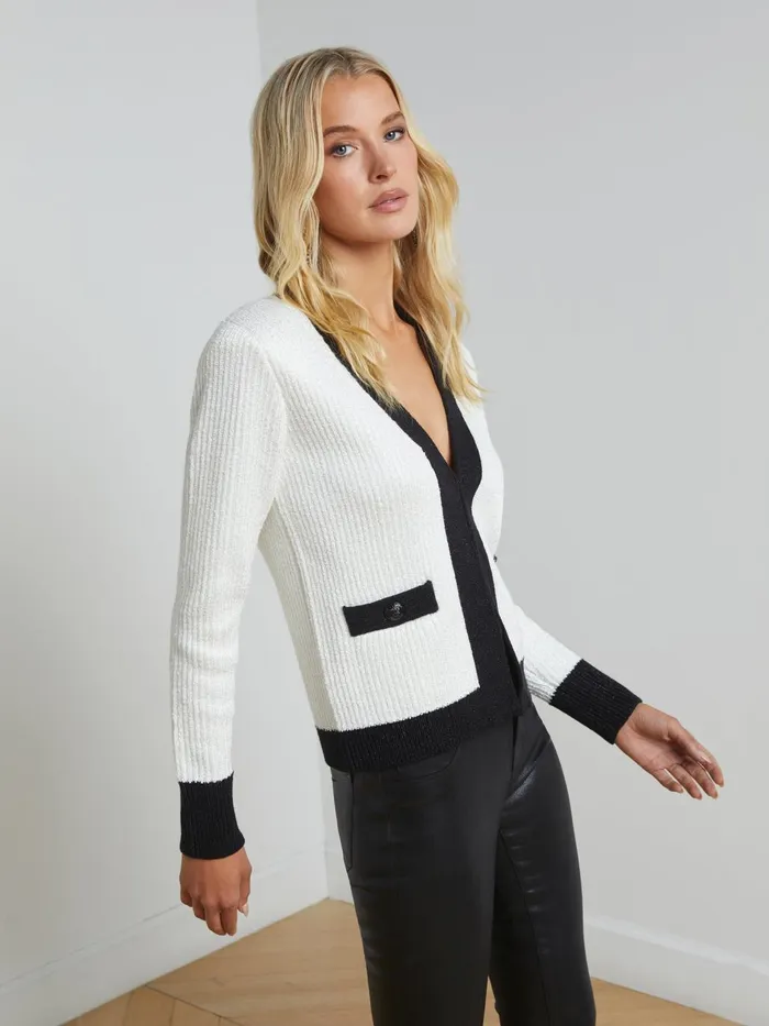Jinny Sequin Cardigan Ivory Sequinblack Women L039Agence Knitwear Jinny Sequin Cardigan Ivory Sequinblack Women L039Agence Knitwear