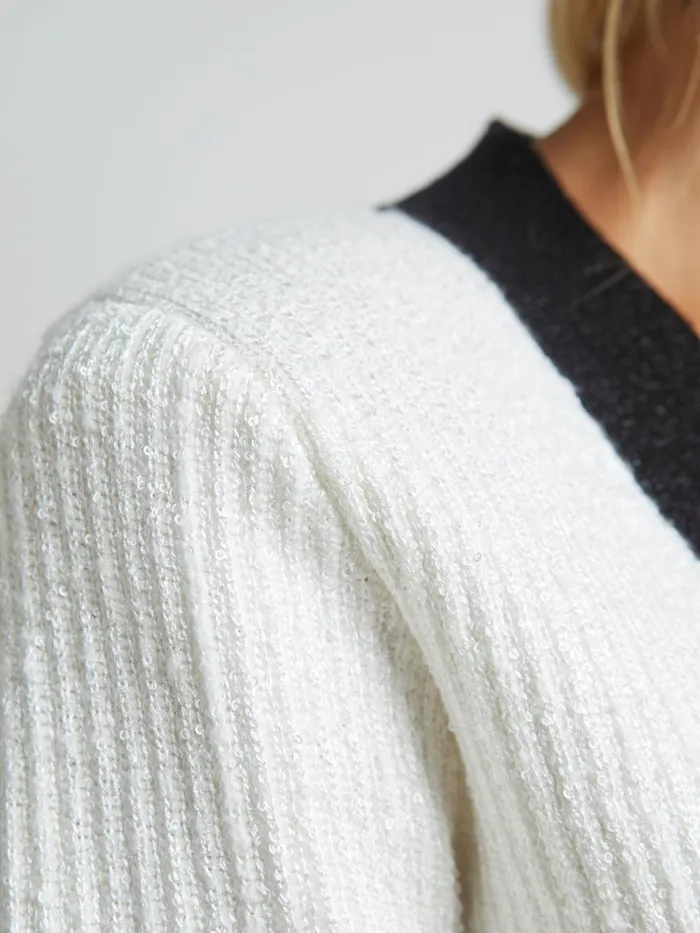 Jinny Sequin Cardigan Ivory Sequinblack Women L039Agence Knitwear Jinny Sequin Cardigan Ivory Sequinblack Women L039Agence Knitwear