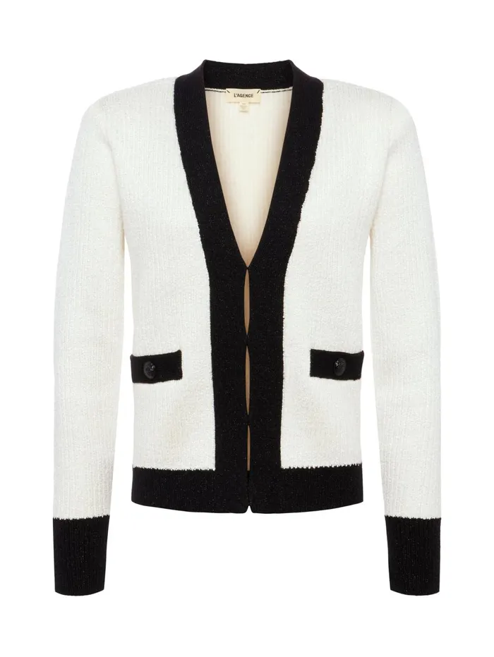 Jinny Sequin Cardigan Ivory Sequinblack Women L039Agence Knitwear Jinny Sequin Cardigan Ivory Sequinblack Women L039Agence Knitwear