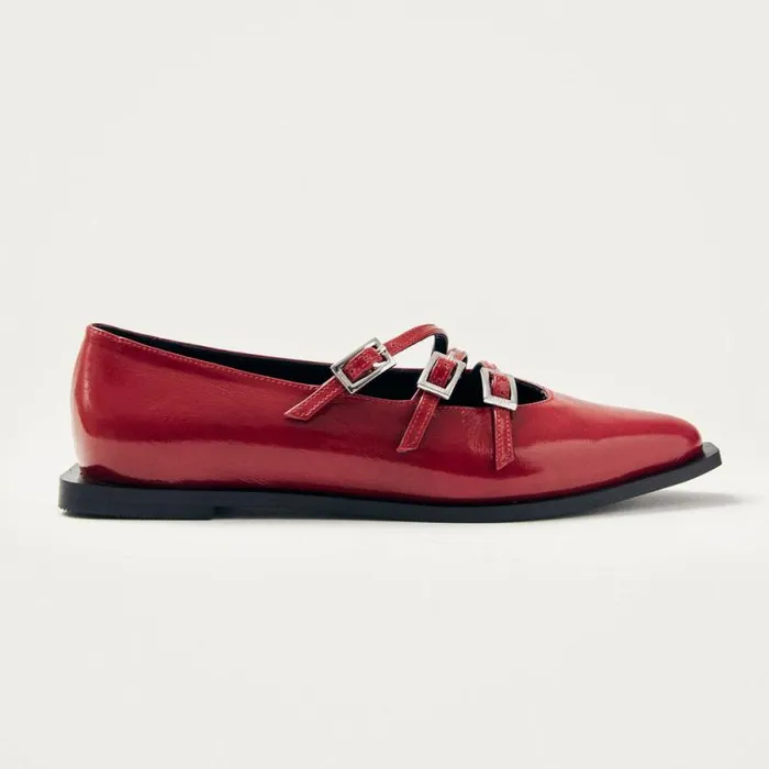 Jive Onix Red Leather Ballet Flats Women ALOHAS Ballet Flats