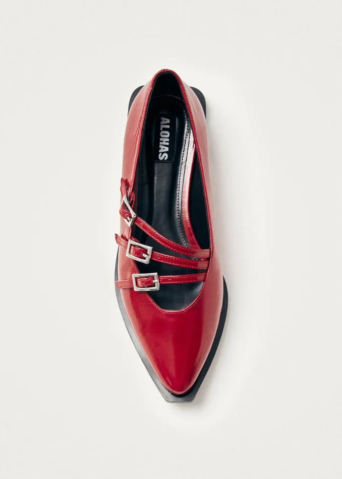 Jive Onix Red Leather Ballet Flats Women ALOHAS Ballet Flats